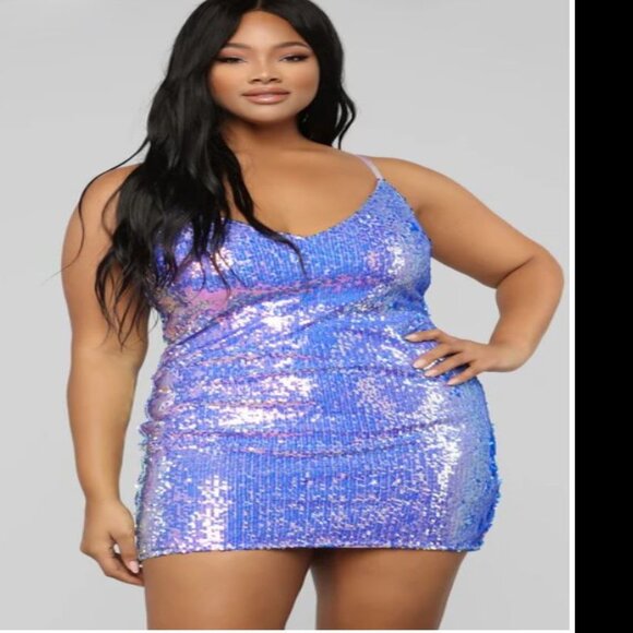 Fashion Nova Curve Plus Size - Flashing Lights Sequin Dress - Purple - Size 3X - Picture 6 of 12